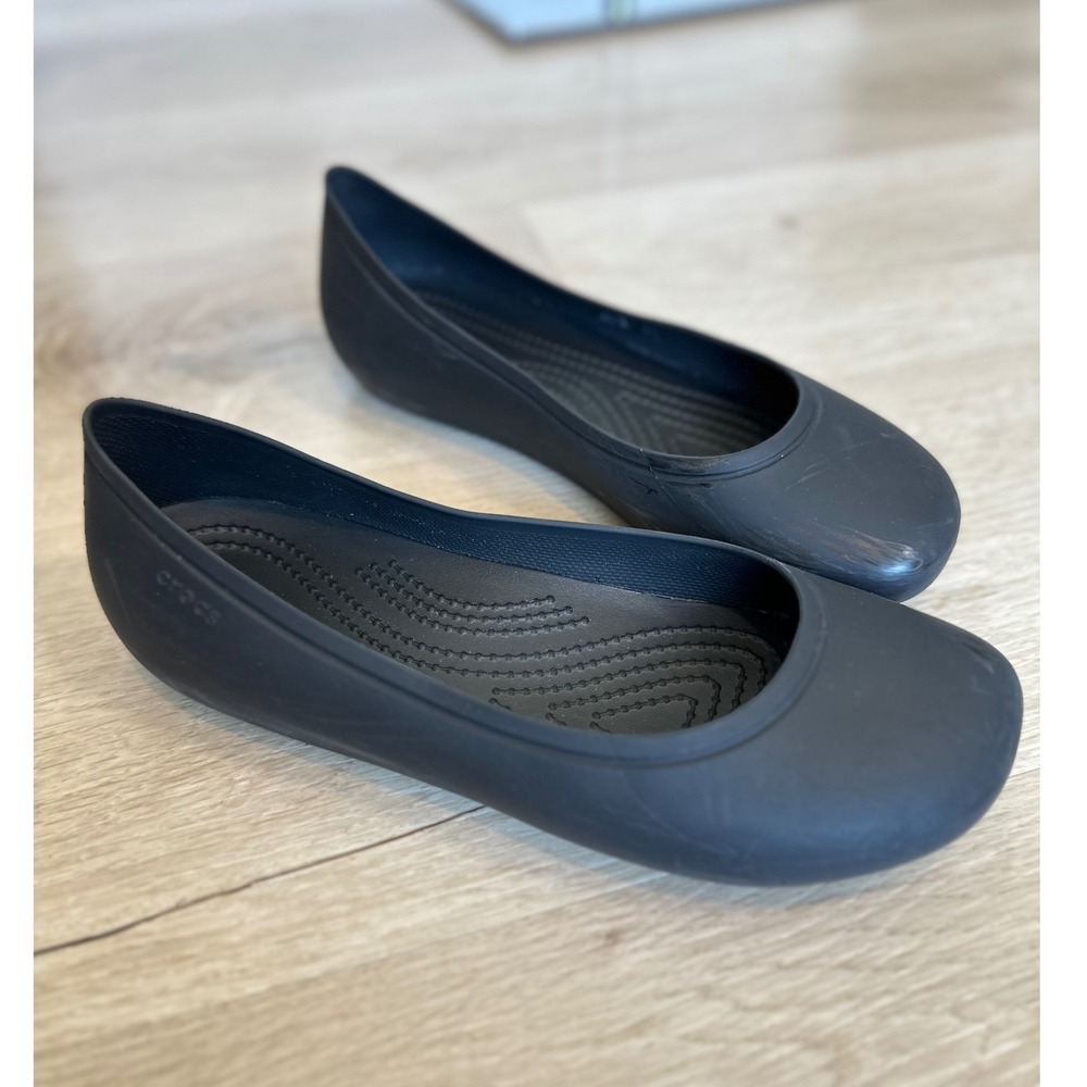 Crocs US7 Brooklyn Ballet Ballerina Flat Shoes Black UK 5 Croslite Minimalist